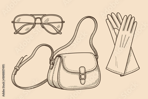 Vintage Accessories: Sunglasses, Purse, and Gloves