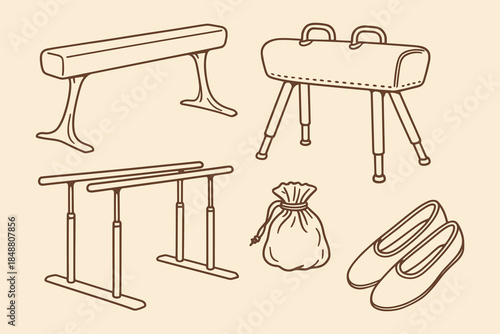 Gymnastics Equipment Icons for Training, Sports, and Fitness Performance