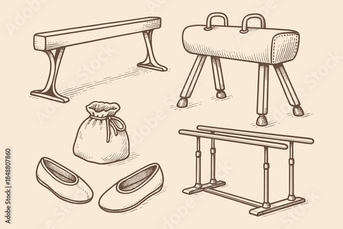 Gymnastics Equipment Icons for Training, Fitness, and Sports Performance