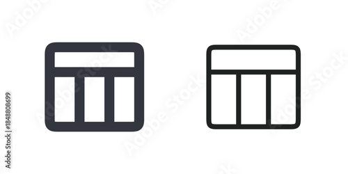 web page layout icon header with three column dashboard section ui vector design
