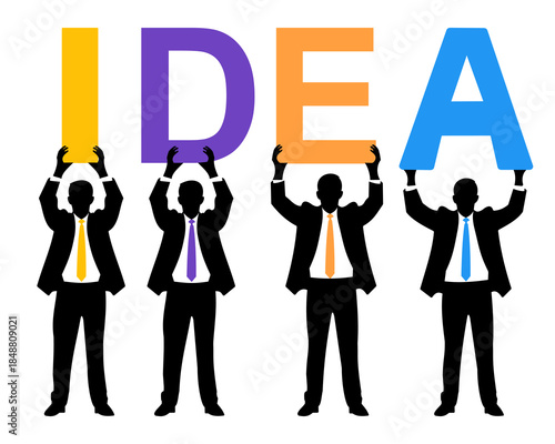 set of people holding IDEA text
