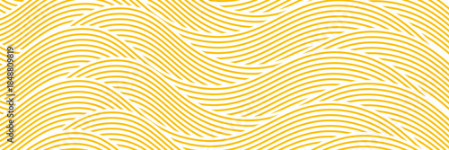 Yellow instant noodle, pasta and spaghetti texture with geometric wavy lines. Ramen, pasta vector pattern. Background abstract food illustration