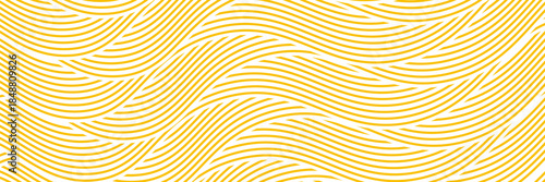 Yellow instant noodle, pasta and spaghetti texture with geometric wavy lines. Ramen, pasta vector pattern. Background abstract food illustration