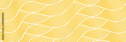 Yellow instant noodle, pasta and spaghetti texture with geometric wavy lines. Ramen, pasta vector pattern. Background abstract food illustration
