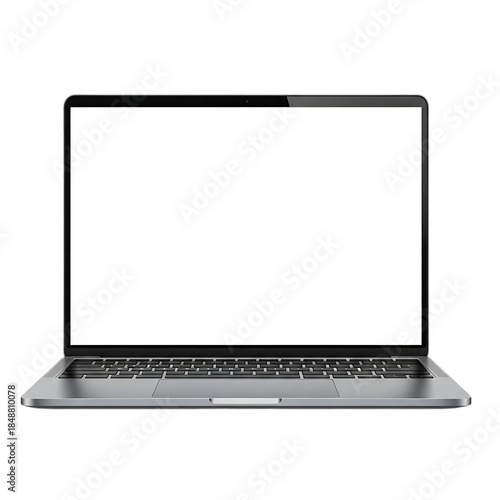 Laptop computer with black screen isolated on transparent background