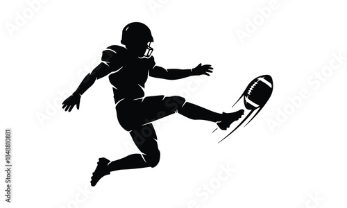 American football player kicking silhouette illustration