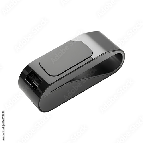 Silver metal usb flash drive isolated on transparent background