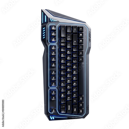 Computer keyboard in protective clear plastic cover isolated on transparent background