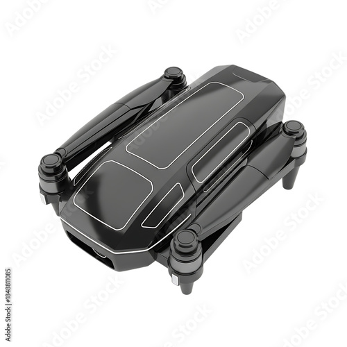 Drone with four rotors isolated on transparent background