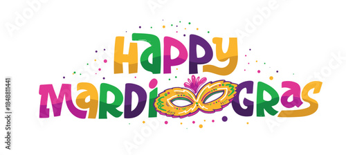 Mardi Gras - hand drawn doodle lettering quote. Lettering for t-shirt design, mug print, bag print, clothes fashion. 100% hand drawn vector image.
