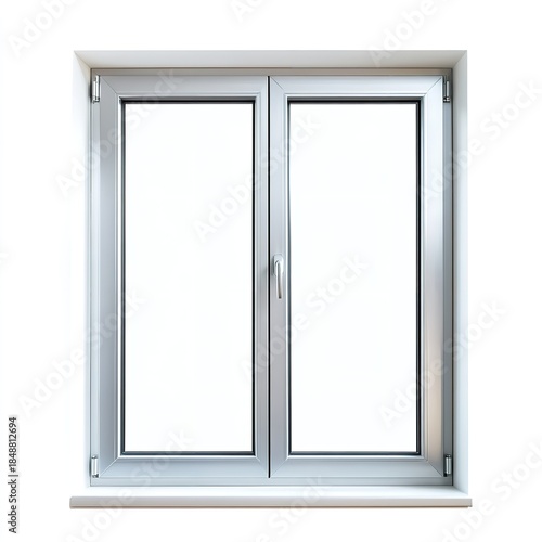Modern Aluminum Double Glazed Window with White Background and Silver Frame