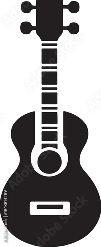 Acoustic Rhythm Silhouette Minimal Guitar Icon in Monochrome