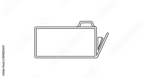 Minimalist line drawing of a binder with divider, isolated on a white background, showcasing clean and simple composition