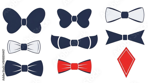 Colorful bow tie and butterfly clip art set for designs