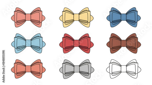 Colorful bow ties set in various shades and styles