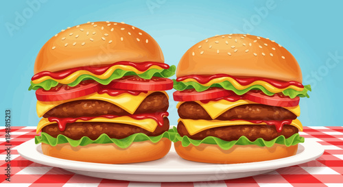Double Cheeseburger Illustration