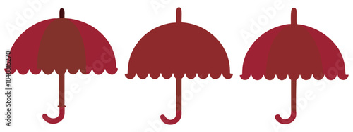 Umbrella Vector Set – Red Parasol Silhouette, Rain Protection, and Weather Icon Design