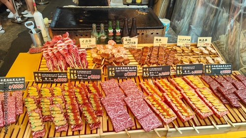 Luxury Japanese Street Food Stall with A5 Wagyu Beef and Seafood Skewers