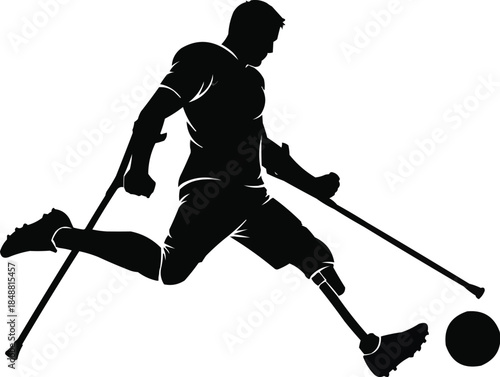 Amputee Football Silhouette Vector | Para Sports Athlete