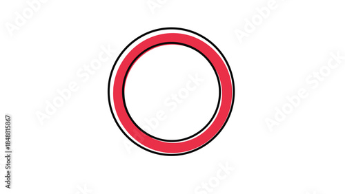 Simple red circle or ring icon with a black outline, representing a prohibition, warning, or a correct selection mark symbol.