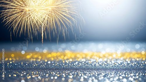 Celebratory fireworks in night sky