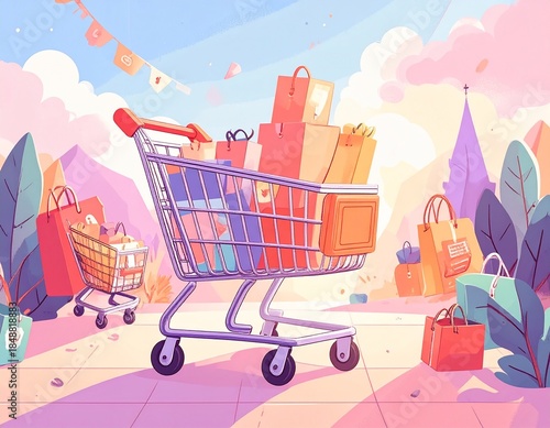 shopping cart in the city