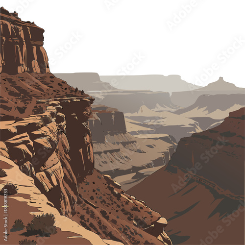 Canyon overlook with depth perspective realistic rocky terrain