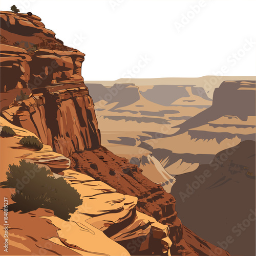 Canyon overlook with depth perspective realistic landscape