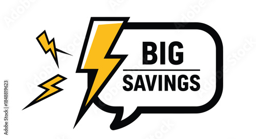 Big Savings Discount Lightning Bolt Icon Graphic