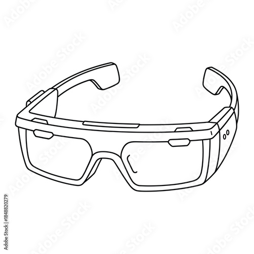 Line art illustration of modern smart glasses for augmented reality applications isolated on white background, Vector, illustration