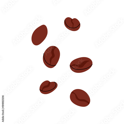 Fried coffee beans isolated on white background. Coffee. Coffee beans icon. Illustration for menu, coffee shop, branding.