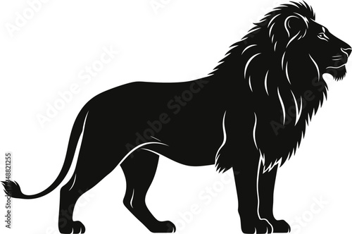Majestic Black Lion Silhouette Standing Proudly Powerful Symbol of Strength and Royalty