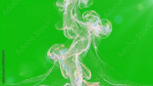 Glowing fractal patterns unfurl vertically with shimmering pattern moves upwards from effect ad_ready green screen shimmering surface