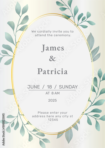 Romantic and elegant hand-painted watercolor botanical invitation