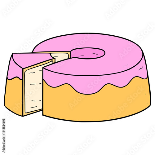 chiffon cake illustration hand drawn isolated vector