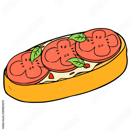 bruschetta illustration hand drawn isolated vector