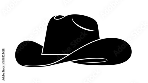 Black cowboy hat illustration on a white background