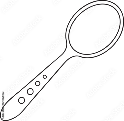 Kitchen spoon line drawing representing essential cooking utensil widely used in culinary and dining activities