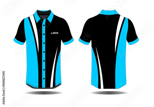 Stylish Black and Blue Short Sleeve Shirt Design for Casual and Sports Wear Needs