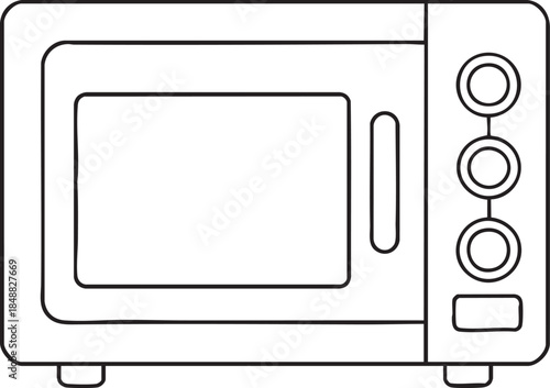 Kitchen microwave outline illustration depicting modern appliance used for cooking heating and food preparation