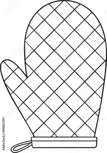 Oven mitt quilted pattern line art for cooking baking safety and essential kitchen protection design