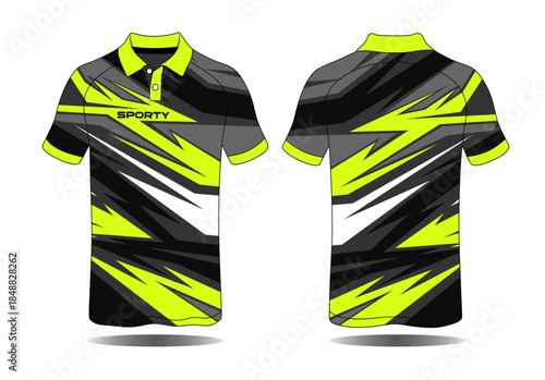 Stylish Sporty Polo Shirt with Bold Black, Yellow, and White Design for Active Wear