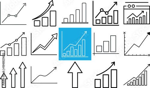 Collection of various graphs and charts for data analysis and visualization
