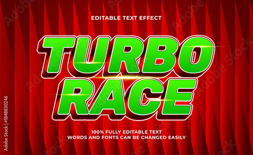turbo race editable text effect for racing games and esports designs