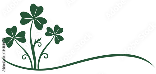 Vector silhouette illustration of a clover leaf with ribbon