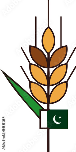 WebStylized wheat stalk icon featuring the national flag of Pakistan symbolizing agricultural prosperity and food security