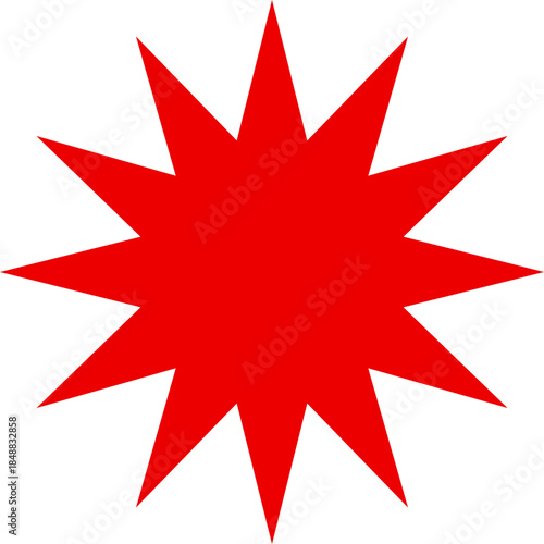 Spiky red twelve-point star burst icon