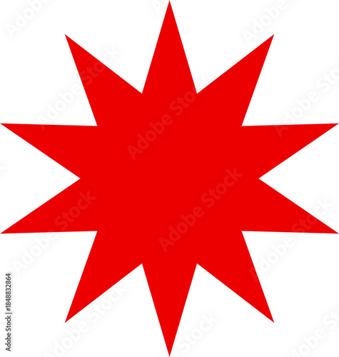 Bright symmetrical ten-point red star icon
