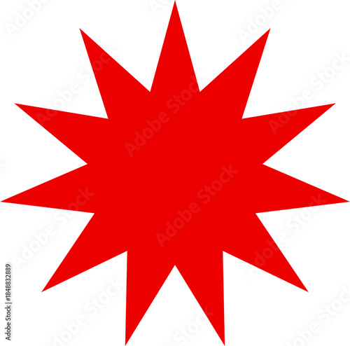 Red sharp twelve-pointed starburst icon