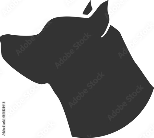 Black doberman style dog silhouette icon